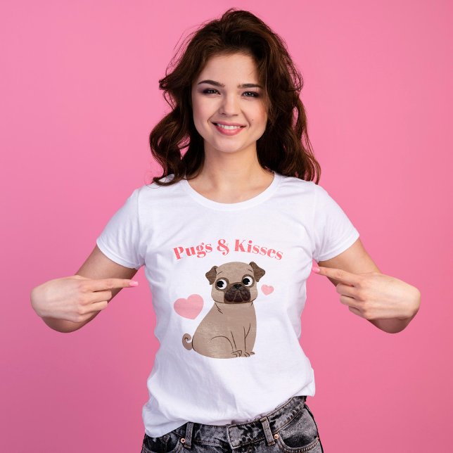 Adorable Pug Puppy "Pugs and Kisses" T-Shirt (Creator Uploaded)