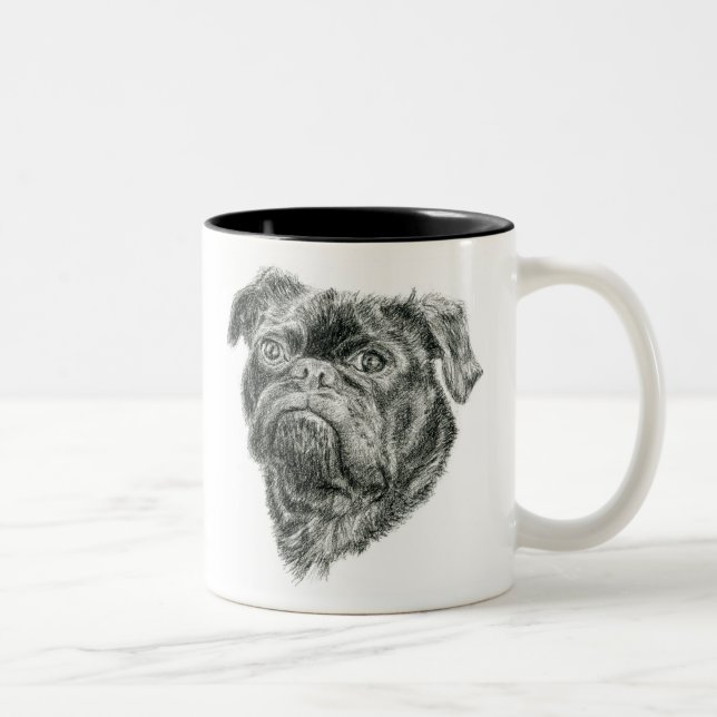 Adorable Pug Two-Tone Coffee Mug (Right)
