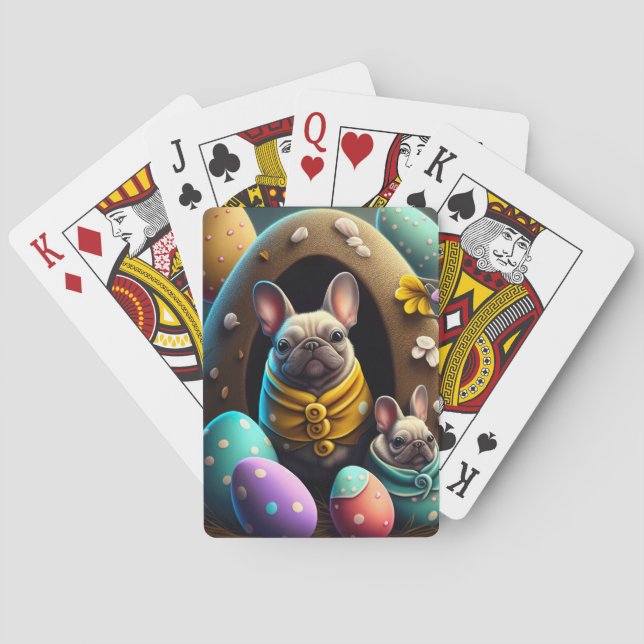 Adorable Pug with Easter Eggs A Festive and Cute Playing Cards (Back)