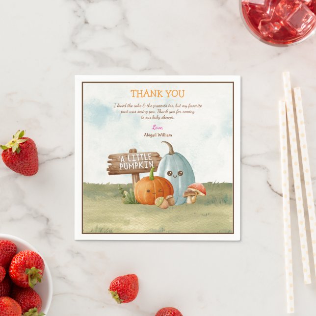 Adorable Pumpkin Baby Shower Thank You cards  Napkin (Insitu)
