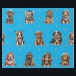 Adorable Puppies 1 Christmas Holiday on Blue Wrapping Paper<br><div class="desc">Cute puppies on holiday wrapping paper will entertain and delight anyone you gift it to! Adorable, quality wrapping paper will be your favourite. Look for all our holiday puppy products in our Happy Holidays, Dog Breed Ornaments, and Holiday Wraps and Accessories Collections. Plus, any animal-themed products sold from the Paws...</div>