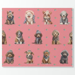 Adorable Puppies 6 Christmas Holiday on Lt Red Wrapping Paper<br><div class="desc">Cute puppies on holiday wrapping paper will entertain and delight anyone you gift it to! Adorable, quality wrapping paper will be your favourite. Look for all our holiday puppy products in our Happy Holidays, Dog Breed Ornaments, and Holiday Wraps and Accessories Collections. Plus, any animal-themed products sold from the Paws...</div>