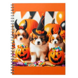 Adorable puppies halloween notebook