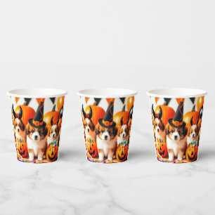 Adorable puppies halloween paper cups
