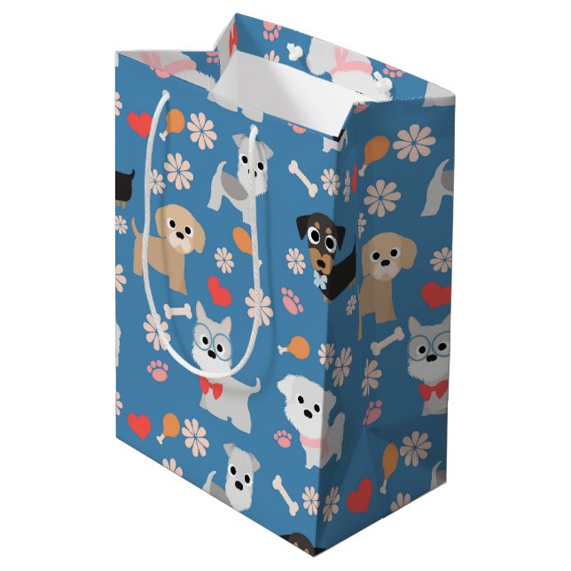 Adorable Puppies Medium Gift Bag (Back Angled)