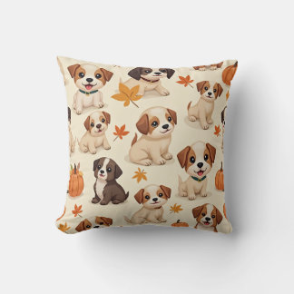 Adorable Puppies Thanksgiving Pillow