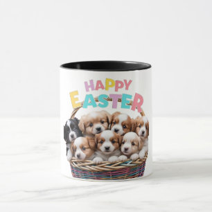 Adorable Puppy Basket Happy Easter Mug