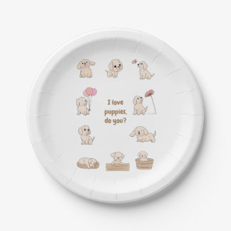 Adorable Puppy Birthday Party Paper Plate