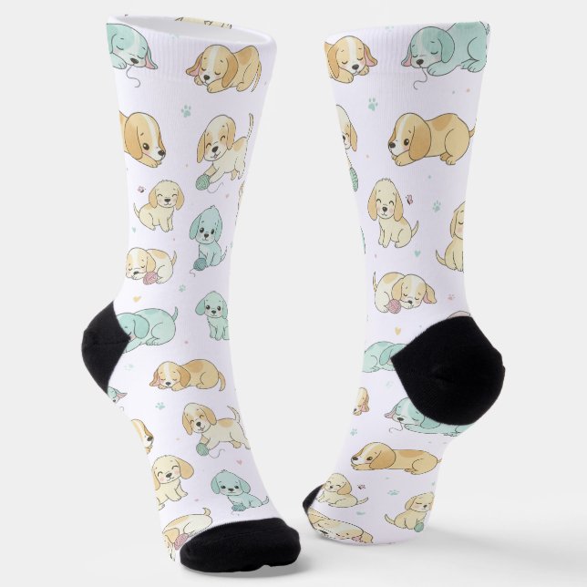 Adorable Puppy Crew Socks (Angled)