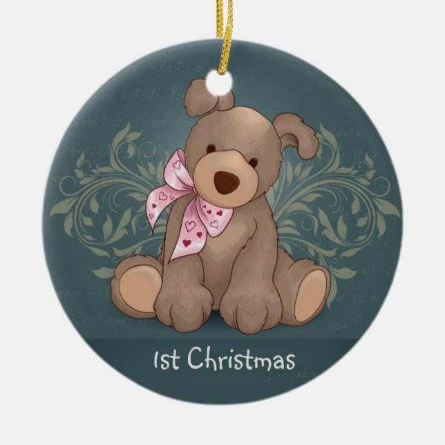 Adorable Puppy Customised Christmas Ornament (Front)