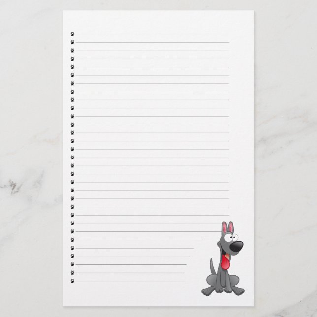 Adorable Puppy Dog Lined Stationery (Front)