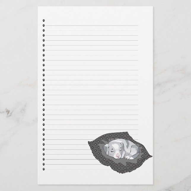 Adorable Puppy Dog Lined Stationery (Front)