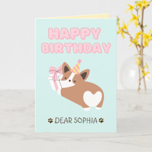 Adorable Puppy in a Hat Happy Birthday Pastel Ca Card