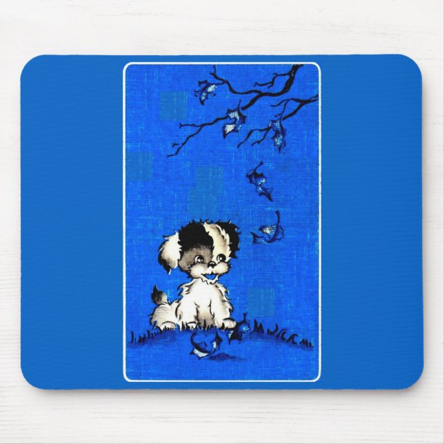 adorable puppy in autumn mouse mat (Front)