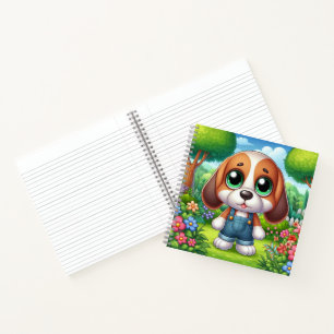 Adorable Puppy In Overalls  Notebook