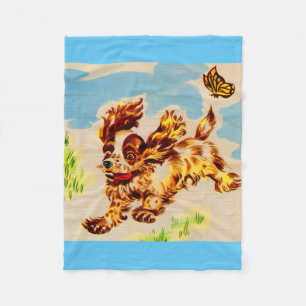 adorable puppy on the run fleece blanket