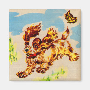 adorable puppy on the run magnet
