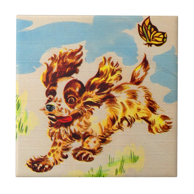 adorable puppy on the run tile (Front)