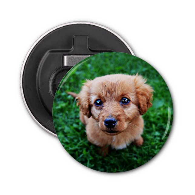 Adorable Puppy Photo Bottle Opener (Front)