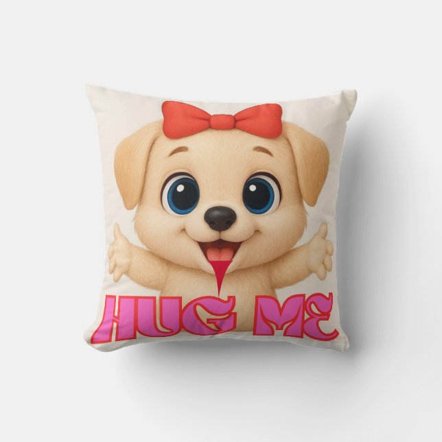 Adorable Puppy Pillow – Cute Cartoon Dog Home DCR (Front)