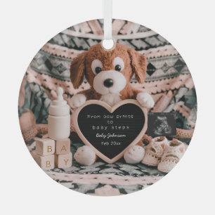 Adorable puppy plushy pregnancy announcement  glass tree decoration