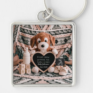 Adorable puppy plushy pregnancy announcement key ring