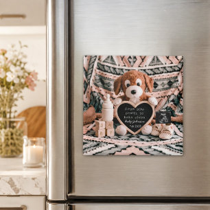 Adorable puppy plushy pregnancy announcement  magnet