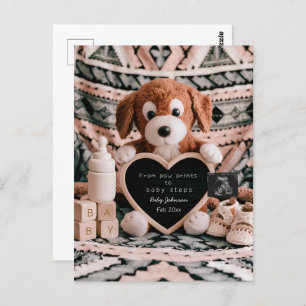 Adorable puppy plushy pregnancy announcement  postcard