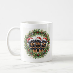 Adorable Puppy Rottweilers Christmas Mug