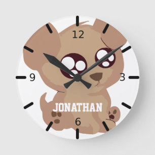 Adorable Puppy Round Clock