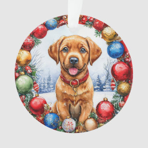 Adorable Puppy Surrounded by Christmas Decorations