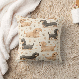 Adorable Puppy Watercolor Pattern (1) Cushion