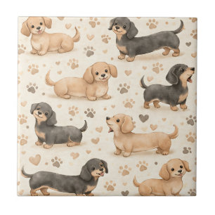 Adorable Puppy Watercolor Pattern (1) Tile