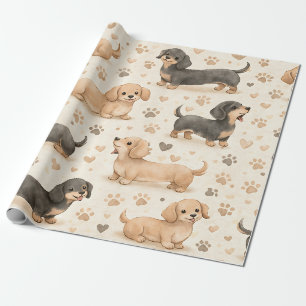 Adorable Puppy Watercolor Pattern (1) Wrapping Paper