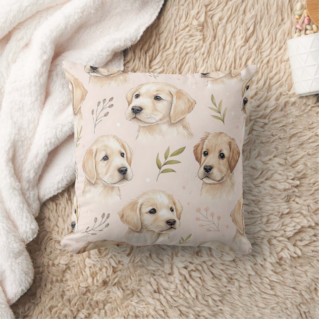 Adorable Puppy Watercolor Pattern (2) Cushion (Blanket)
