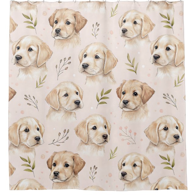 Adorable Puppy Watercolor Pattern (2) Shower Curtain (Front)