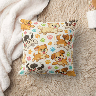 Adorable Puppy Watercolor Pattern (3) Cushion
