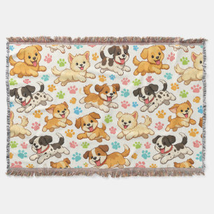 Adorable Puppy Watercolor Pattern (3) Throw Blanket