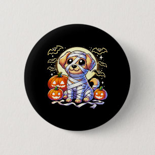 Adorable Puppy Wrapped Mummy Halloween Cute Dog 6 Cm Round Badge