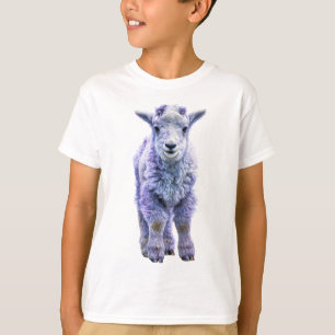 Adorable Purple Fluffy Mountain Goat Kids T-Shirt