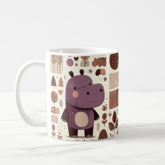 Adorable Purple Hippo  Coffee Mug (Left)