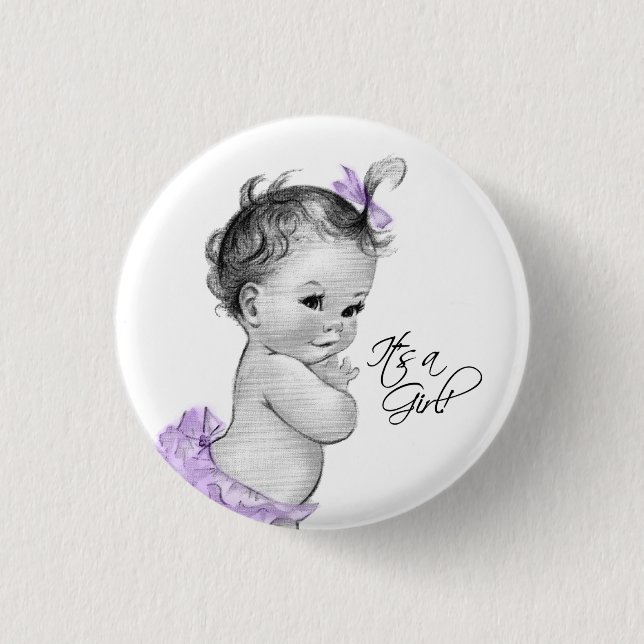 Adorable Purple Its a Girl Button (Front)