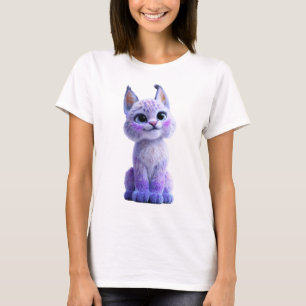 Adorable Purple Lynx Kitten Illustration Women T-Shirt