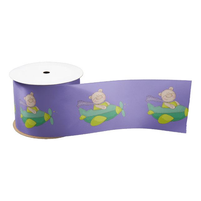 Adorable Purple Teddy Bear Ribbon Satin Ribbon (Spool)