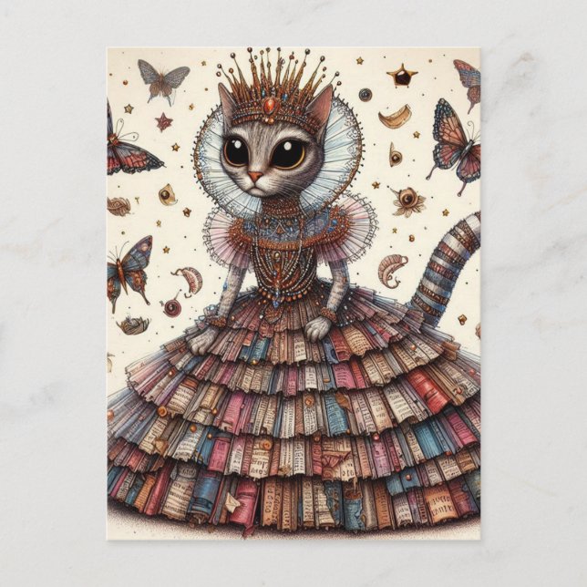 Adorable Queen Cat Postcard (Front)