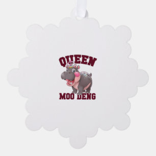 Adorable QUEEN MOO DENG Mum Baby Hippo Princess Ch Tree Decoration Card