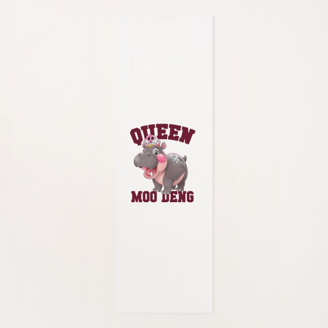 Adorable QUEEN MOO DENG Mum Baby Hippo Princess Ch Yoga Mat (Front)