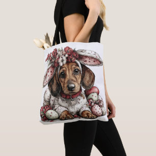 ADORABLE QUIRKY EASTER THEMED PUPPY DOGS TOTE BAG