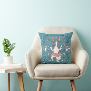 Adorable rabbit and mushrooms cushion