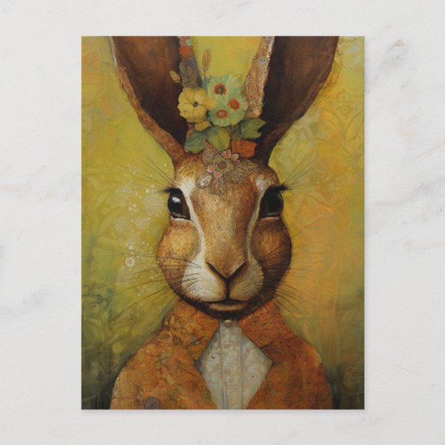 Adorable Rabbit in a Suit Postcard (Front)